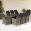VidaXL Set bistro de grădină cu perne, 9 piese, gri, poliratan 3277240