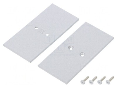 Obturator Argintiu pentru Profil LED, 2 Buc, 33.4x68.8x2mm, Oțel foto