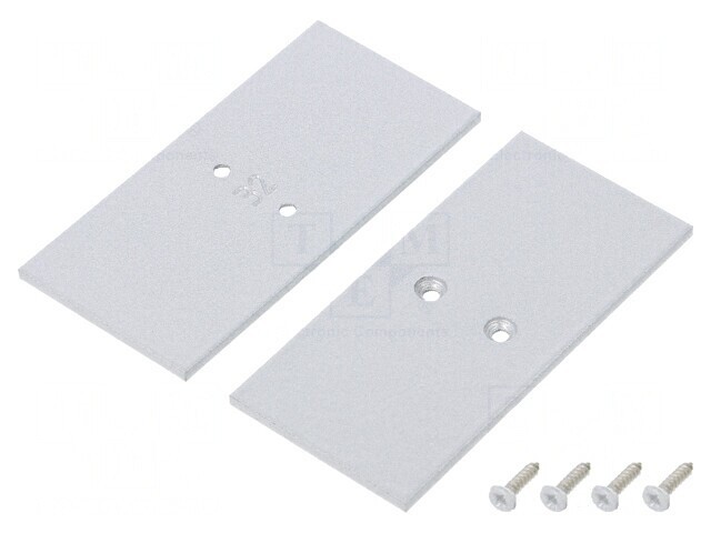 Obturator Argintiu pentru Profil LED, 2 Buc, 33.4x68.8x2mm, Oțel