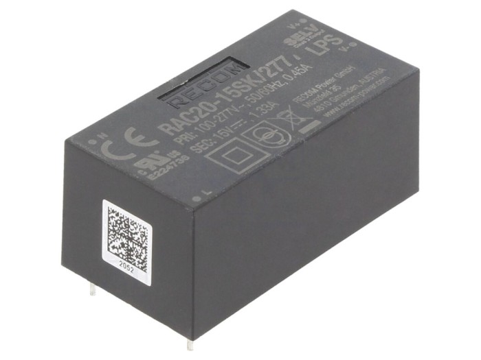 Convertor AC/DC 20W 15V pentru PCB