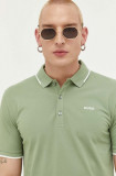 Cumpara ieftin HUGO tricou polo bărbați, culoarea verde, uni 50467344