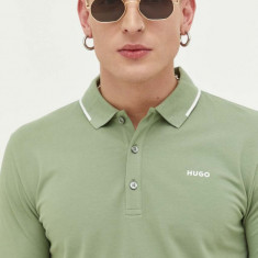 HUGO tricou polo bărbați, culoarea verde, uni 50467344