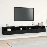 VidaXL Dulap TV de perete, 2 buc., stejar negru, 100x30x30 cm, lemn