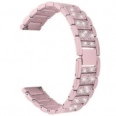 Curea otel compatibila Galaxy Watch 6|Watch 5|Watch 4|Huawei Watch GT 3 42mm|GT 3 Pro 43mm|GT 2 42mm, Pink Rose Diaomond