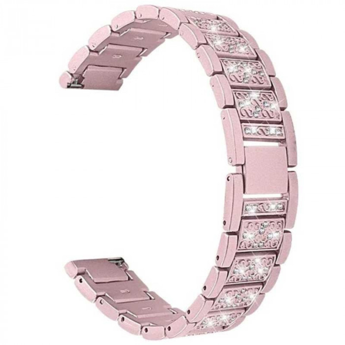 Curea otel, compatibila Samsung Galaxy Watch 42mm, telescoape Quick Release, Pink Rose Diaomond