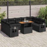Cumpara ieftin Set canapele de grădină cu perne, 10 piese, negru, poliratan