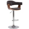Scaune de bar, 2 buc., gri, lemn curbat si material textil
