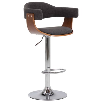 Scaune de bar, 2 buc., gri, lemn curbat si material textil foto