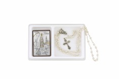 Icoana si rozariu argint Maica Domnului de la Fatima