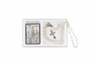 Icoana si rozariu argint Maica Domnului de la Fatima foto