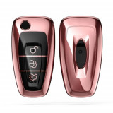 Husa Cheie Auto pentru Ford, 3 Butoane, Silicon, Rose Gold, 48039.93, Kwmobile