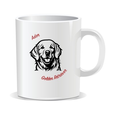 Cana personalizata cu mesaje pentru iubitorii de caini, Ador golden retriever foto
