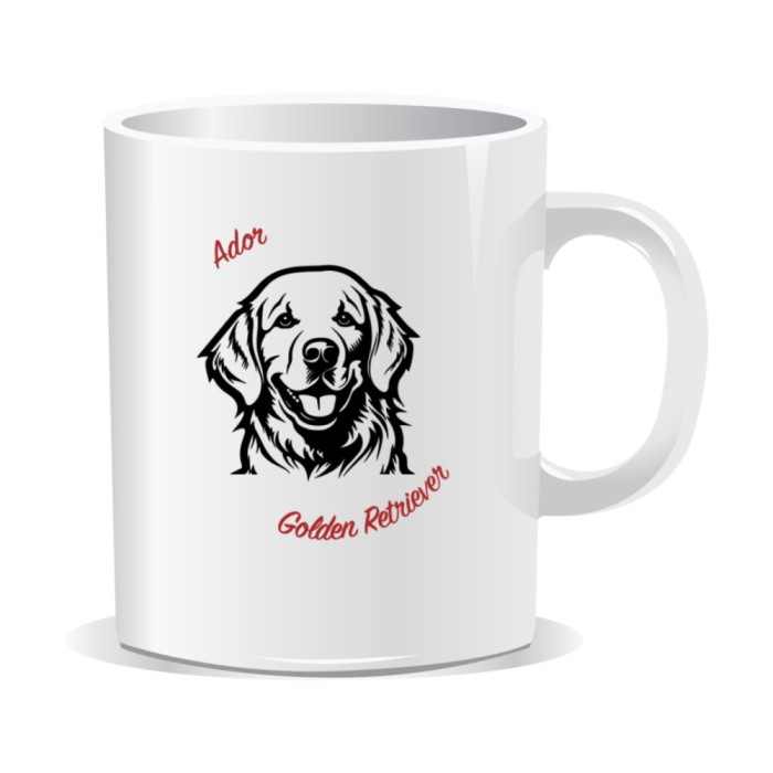 Cana personalizata cu mesaje pentru iubitorii de caini, Ador golden retriever