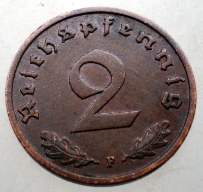 2.874 GERMANIA 2 REICHSPFENNIG 1938 F foto