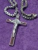 Crucifix cu lant masiv Vintage pentru gat,lant si crucifix vechi masiv argintiu