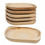 Set 6 farfurii lemn fag forma ovala mic 23x20cm Zilan EXT 6181