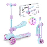 Trotineta copii cu sezut, transformabila 2in1, pliabila, cu lumini LED, Rimba Unicorn, 1-5 ani, pana la 50 kg, Kidwell