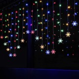 2x1M Lumini de perdea cu model de fulgi de zăpadă colorate, lumini de Crăciun USB cu 8 moduri, lumini de z&acirc;ne perdea cu 104 LED-uri, lumini de fereast