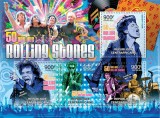 Timbre Africa Centrala 2012: Rolling Stones 50 Ani, Set Complet MNH (2 Imagini), Bloc + Colita