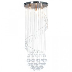 Lustra cu margele de cristal, argintiu, spirala, G9 foto