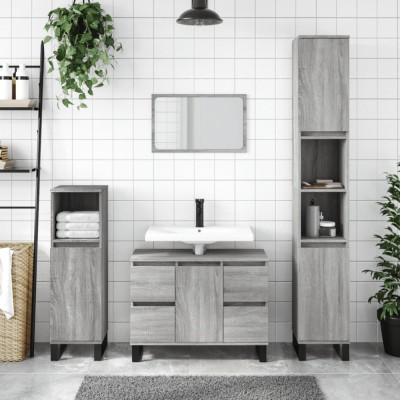 vidaXL Dulap de baie, gri sonoma, 30x30x100 cm, lemn prelucrat 831570 foto