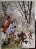 Tablouri Pictate Manual Pictură de peisaj de iarnă cu patinatori, 99x76cm