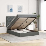 Cumpara ieftin Cadru pat otoman cu saltea țesătură gri &icirc;nchis 140x190cm