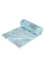 Paturica Catifelata pentru Bebelusi Albastru Elefanti 110x80cm