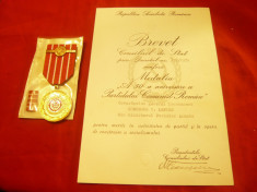 Medalie si Brevet- 50 Ani Aniversare PCR acordat1971 Gen.Lt.Lefter Gh.T ,semnat foto