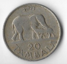 Moneda 20 tambala 1971 - Malawi foto