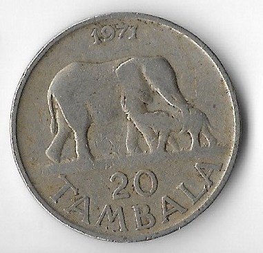 Moneda 20 tambala 1971 - Malawi