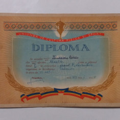 Diploma Comunista Sportiva - Cros, Localitatea Salcia Anul 1958 - 24x17 cm