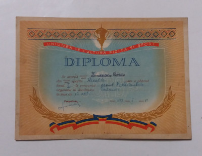 Diploma Comunista Sportiva - Cros, Localitatea Salcia Anul 1958 - 24x17 cm foto
