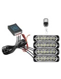 Kit 4 stroboscoape portocalii 12/24V cu telecomanda wireless, Xenon Bright