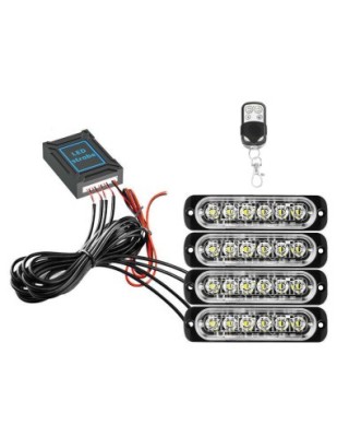 Kit 4 stroboscoape portocalii 12/24V cu telecomanda wireless foto
