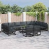 VidaXL Set de canapele pentru grădină cu pernă 12 pcs Negru Aluminiu 3378918