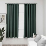 VidaXL Draperii opace aspect in, cu c&acirc;rlige, 2 buc., verde, 140x175 cm