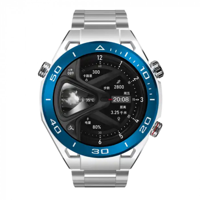 Smartwatch SK4, ecran tactil AMOLED, 49mm, 2 bratari, docker