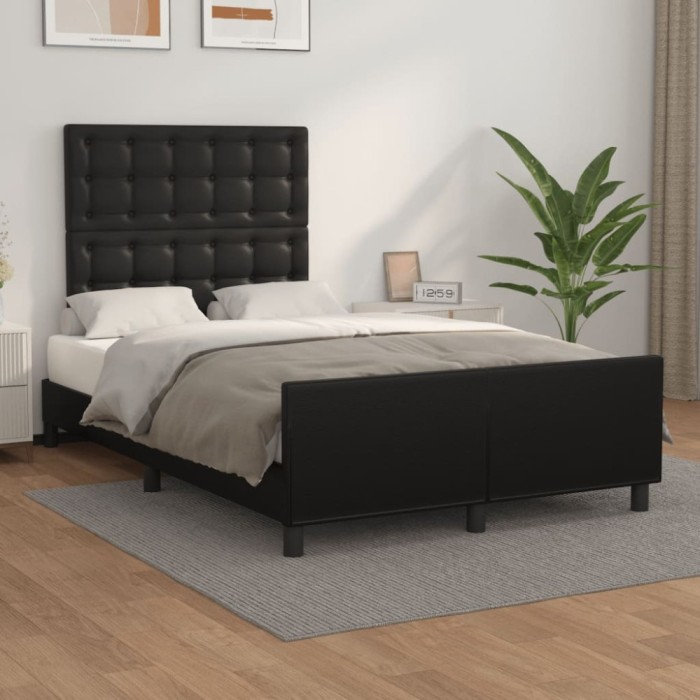 Cadru de pat fără saltea Negru piele artificială