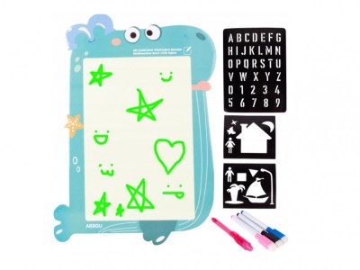 Set tabla pentru desen cu forme si carioci, 28 x 40 cm, Malplay 109228 foto