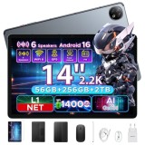 Cumpara ieftin Tableta DOOGEE U14 VIP, Gri, WiFi 6, 14, 2.2K IPS 90Hz, 56GB RAM (6GB + 50GB extensibili), 256GB ROM, RK3576S Octa-Core, 14000mAh 33W, Android 16, Gem