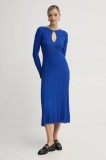 Pepe Jeans rochie din amestec de matase NATASHA culoarea violet, midi, evazată, PL953642