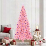 vidaXL Brad de Crăciun cu 300 LED cu suport Roz 210 cm PVC 3396444