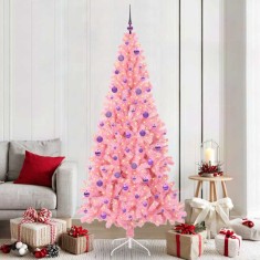vidaXL Brad de Crăciun cu 300 LED cu suport Roz 210 cm PVC 3396444