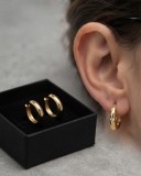 Cumpara ieftin Cercei Tortite din Argint 925 Placati cu Aur 18K si Zirconiu Solitar, 18 mm