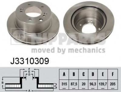 Disc frana KIA SORENTO I (JC) (2002 - 2009) NIPPARTS J3310309