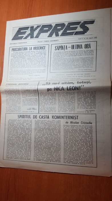 ziarul expres august 1990- victor stanculescu,art.&quot;il vom regreta pe ceausescu?&quot;