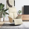 VidaXL Fotoliu rabatabil cu suport de picioare, crem, piele ecologică