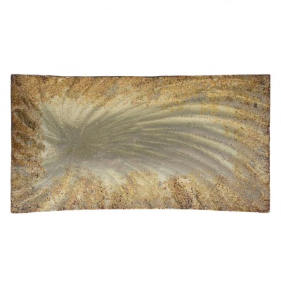Platou Decorativ Nexos Scoica, Bej șampanie, Sticlă, 28x15.5x3 cm foto