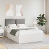 vidaXL Cadru de pat cu tăblie tapițată Gri deschis 120 x 190 cm 3405526